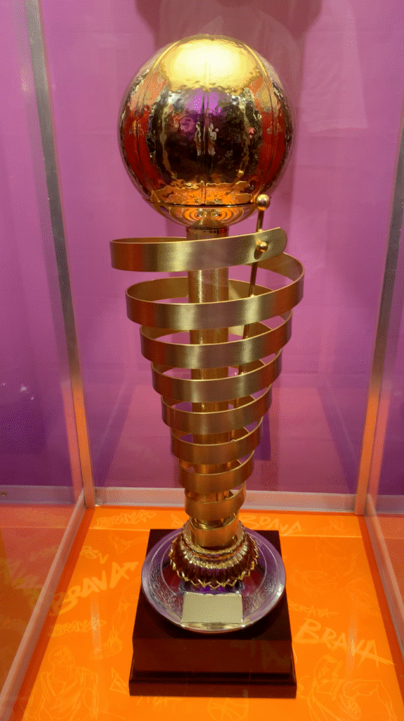Trofeo oficial de la BSN con acabado brillante, símbolo del campeonato de baloncesto profesional en Puerto Rico.